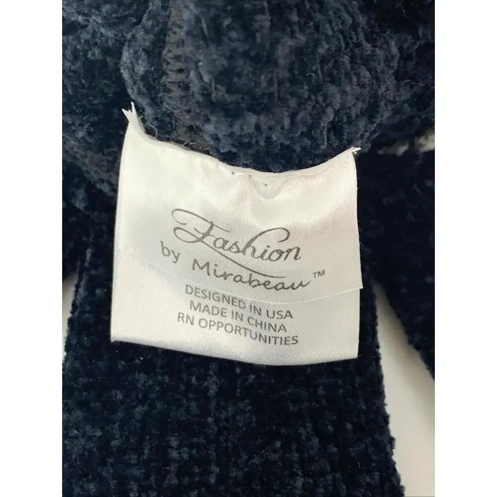 Fashion By Mirabeau Black Chenille Pointelle Gloves Stretchy Warm Cuffs Size OS